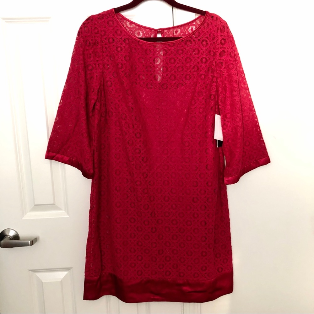 Shelli Segal Red Lace Dress
